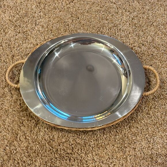 NWT Vintage Sizzling Platters Rattan Wood trays Set of 4 Steak‎ Grill plates - Picture 2 of 12